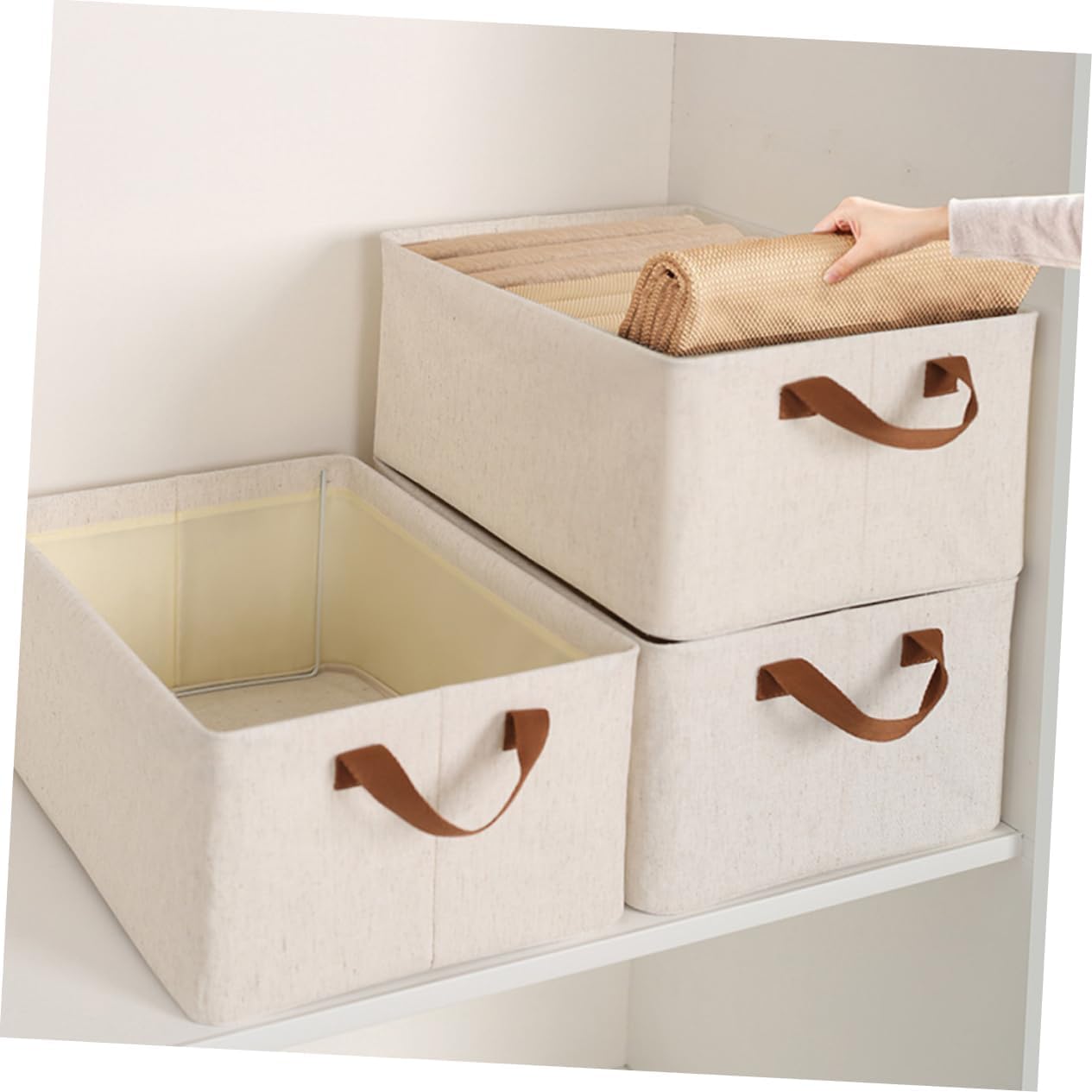 Renva 6Pcs Collapsible Fabric Storage Cubes Organizer With Handles Foldable Storage Baskets For Organizing Toys, Books, Shelves,